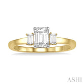 1/10 Ctw Baguette Diamond Semi-Mount Engagement Ring in 14K Yellow and White Gold